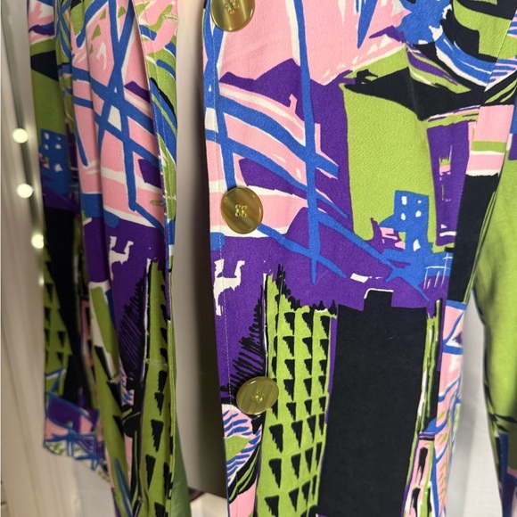 Vibrant Purple and Green Suit Jackets with Geometric Patterns - Picture 4 of 8